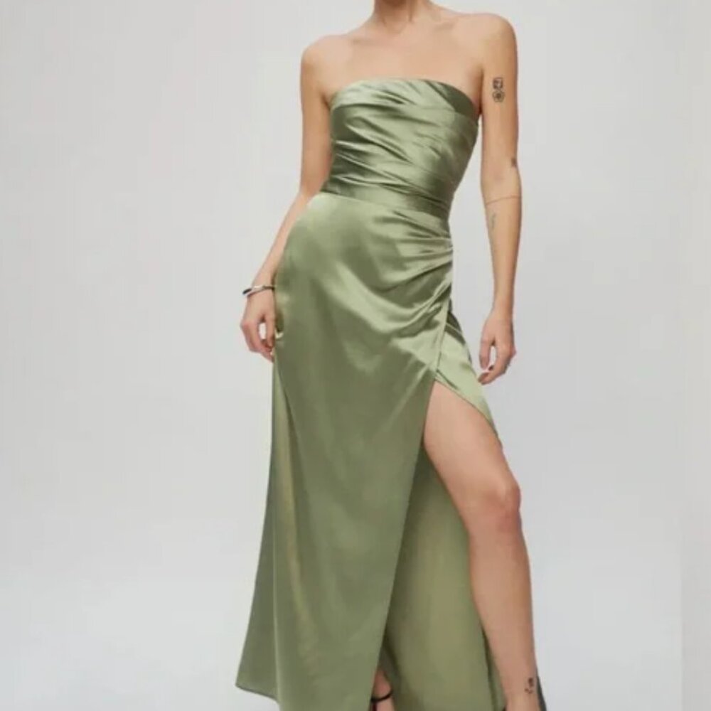 Reformation Barrow Silk Dress in Artichoke Size 4